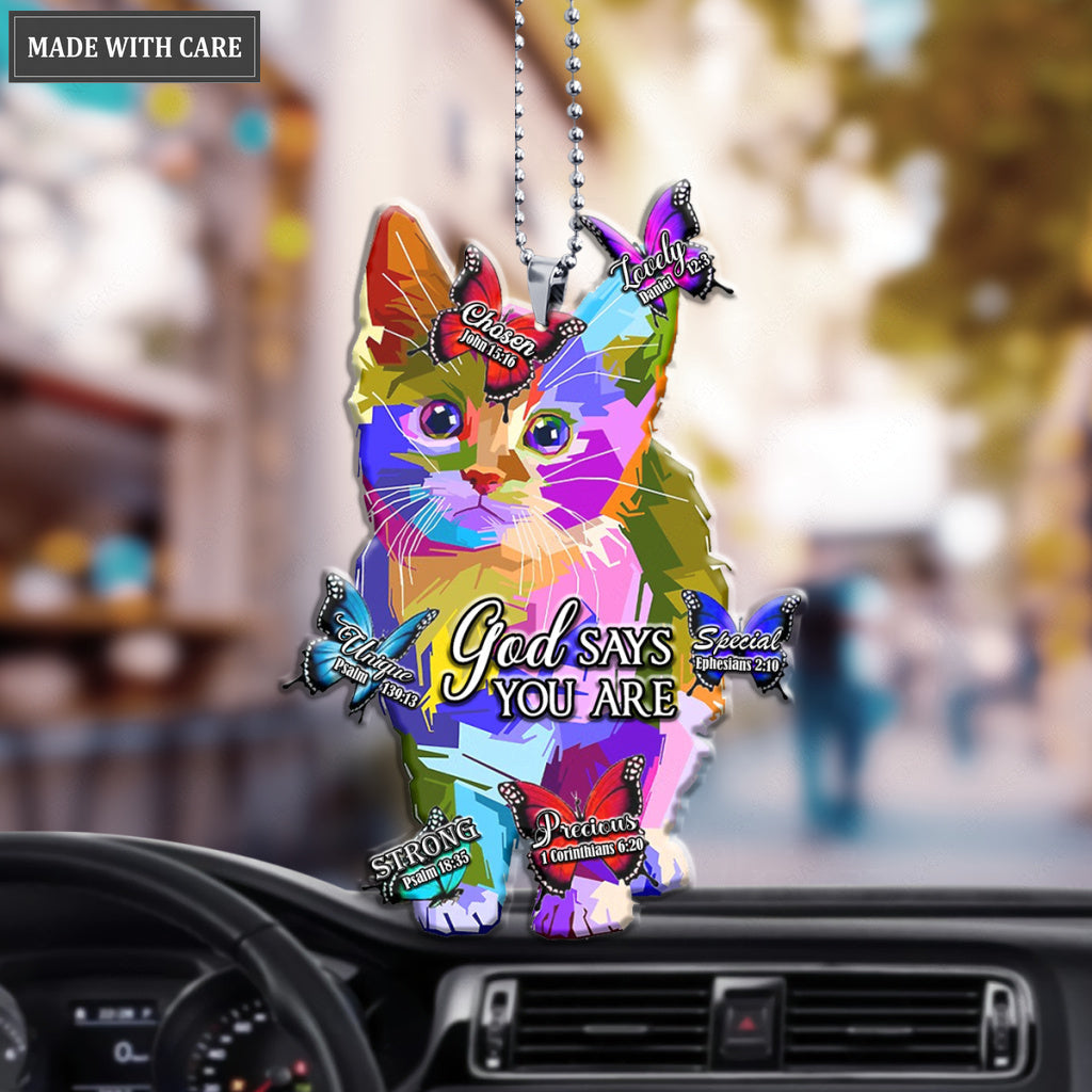 Cat Watercolor God Says You Are Ornament