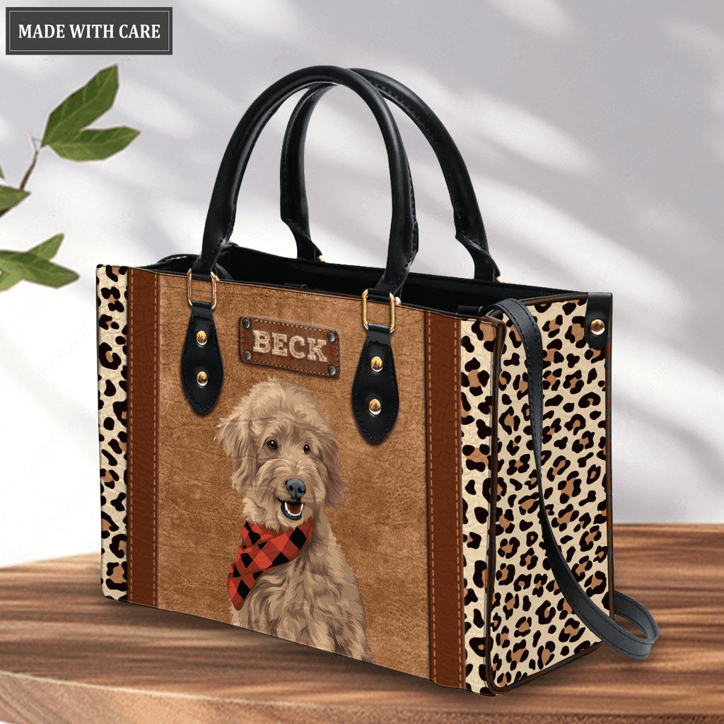 Vintage Leopard Pet Portrait - Personalized Custom Leather Bag