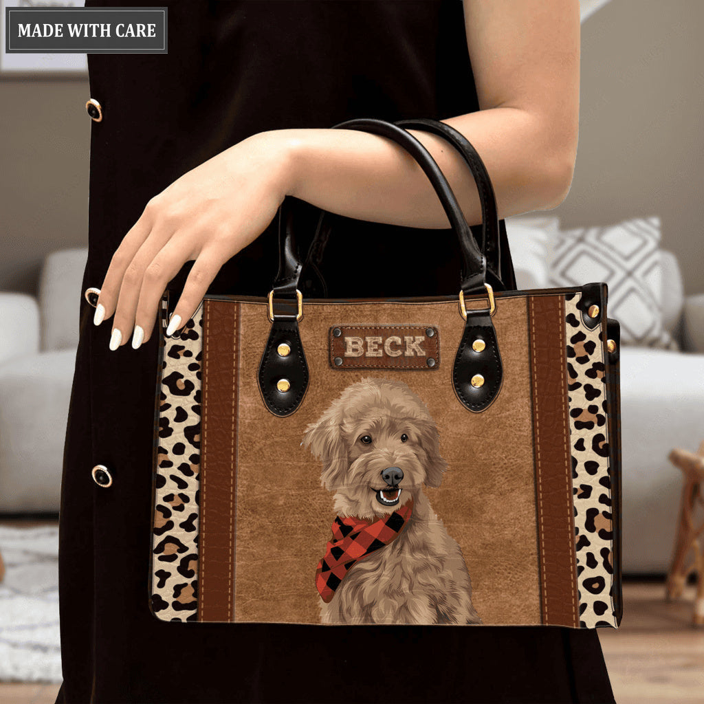 Vintage Leopard Pet Portrait - Personalized Custom Leather Bag