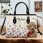 Vintage Wildflower Pet Art - Personalized Custom Leather Bag