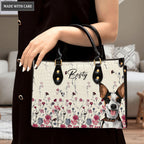 Vintage Wildflower Pet Art - Personalized Custom Leather Bag