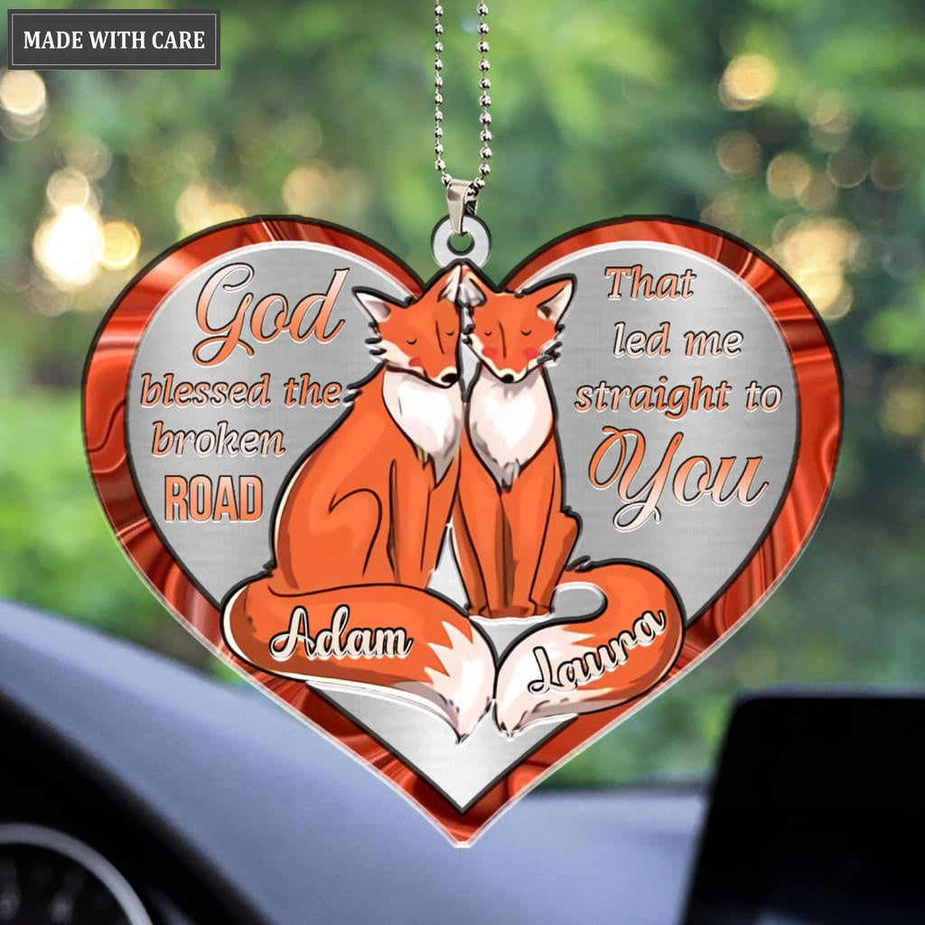Printfamily M84 Fox Couple God Blessed Personalized Ornament