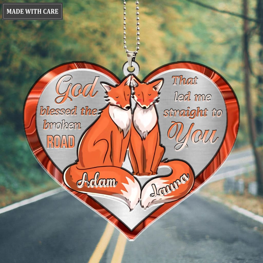 Printfamily M84 Fox Couple God Blessed Personalized Ornament
