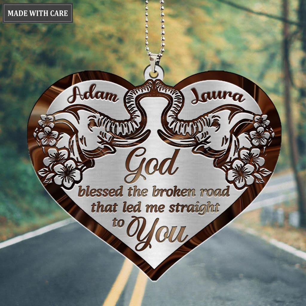 Printfamily M86 Elephant Couple God Blessed Personalized Ornament