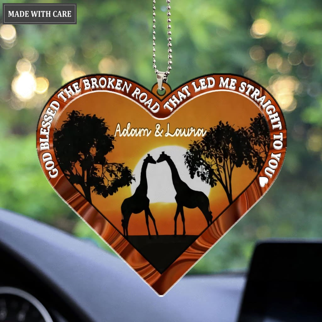 Printfamily M87 Giraffe Couple God Blessed Personalized Ornament