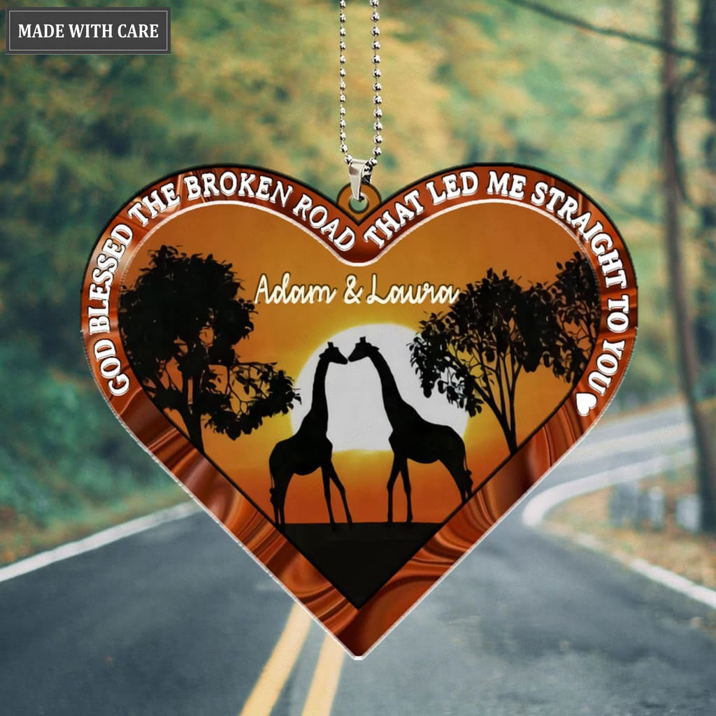 Printfamily M87 Giraffe Couple God Blessed Personalized Ornament