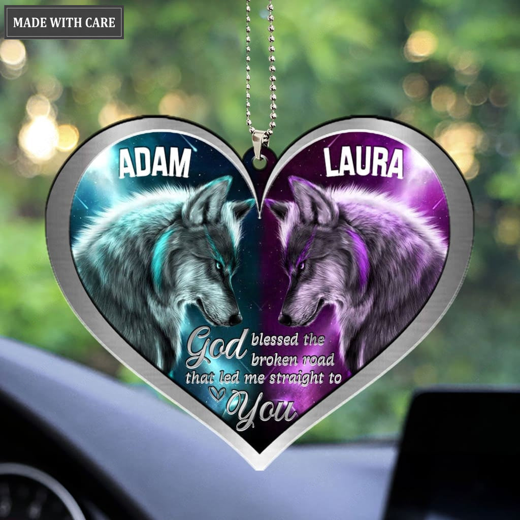 Printfamily M88 Wolf Couple God Blessed Personalized Ornament