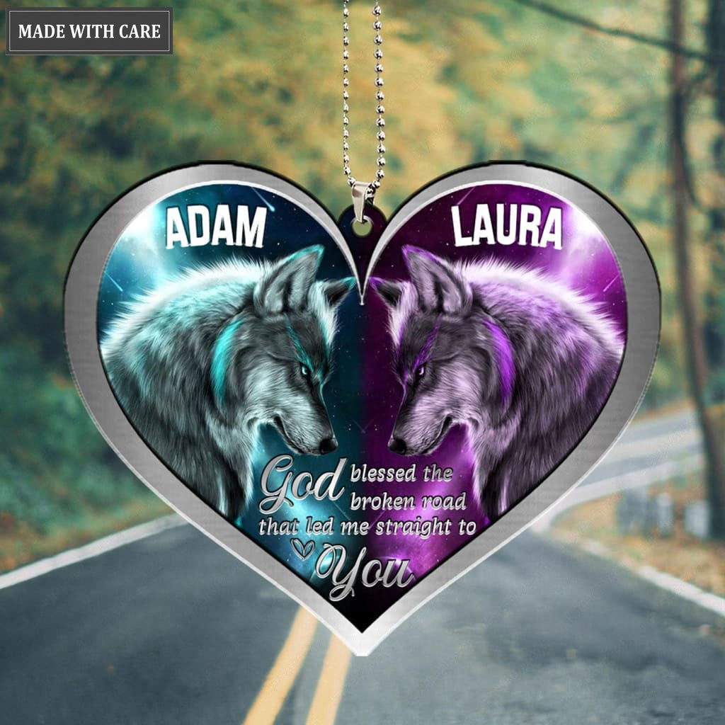 Printfamily M88 Wolf Couple God Blessed Personalized Ornament