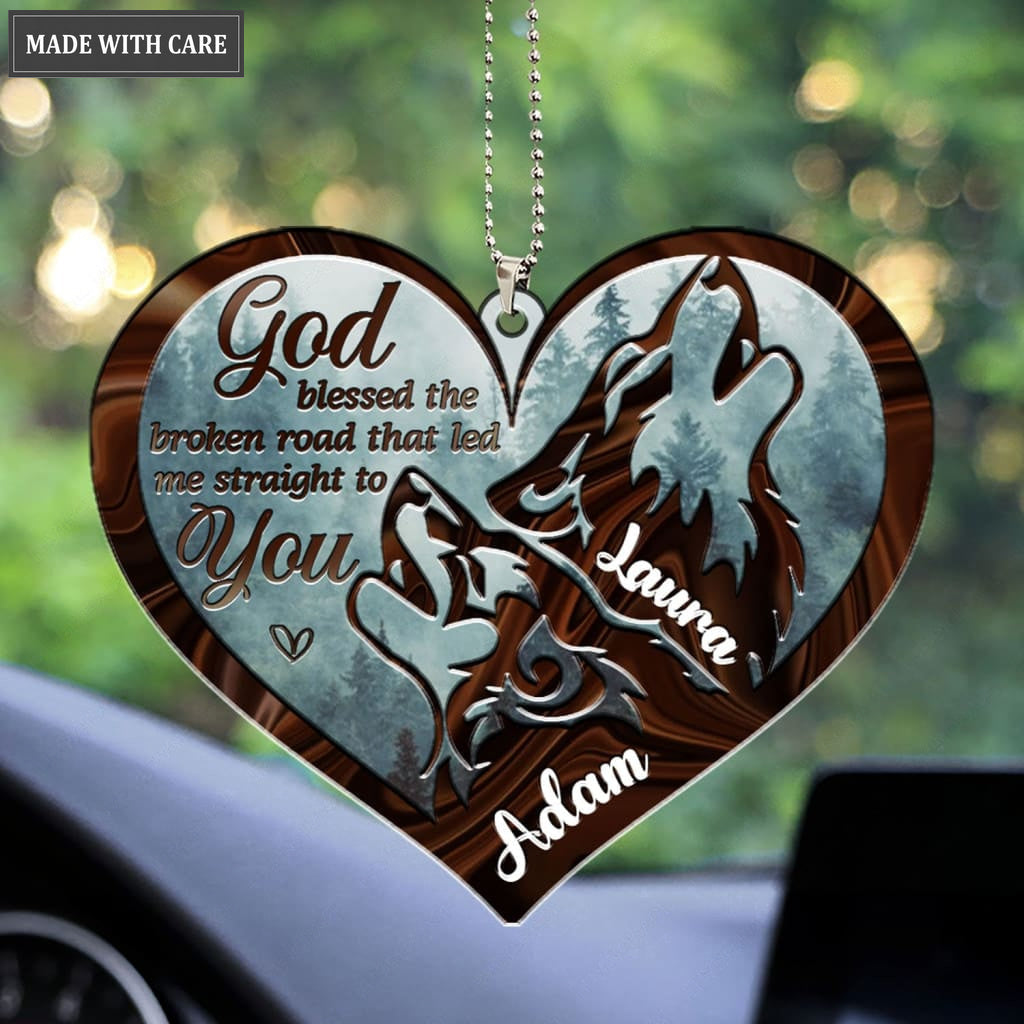 Printfamily M89 Wolf Couple God Blessed Personalized Ornament