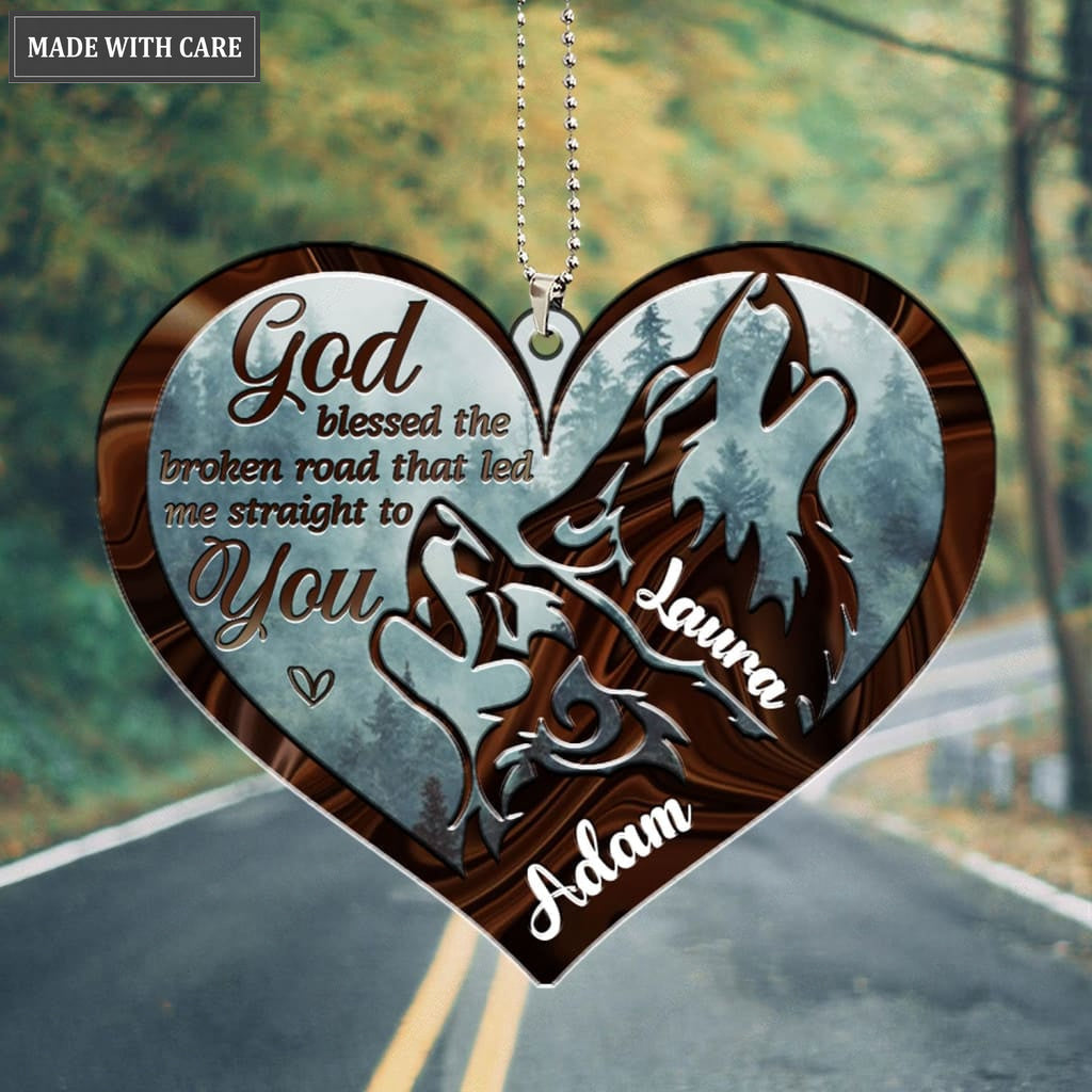 Printfamily M89 Wolf Couple God Blessed Personalized Ornament