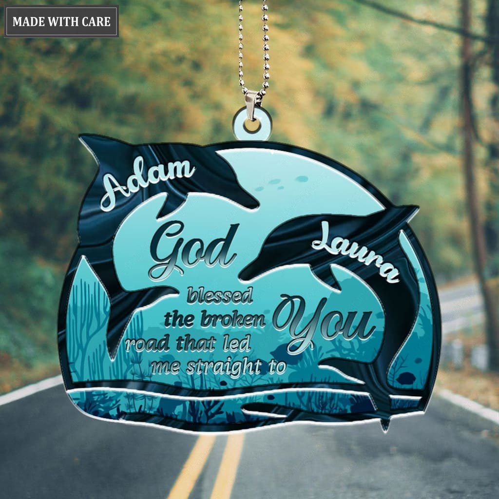 Printfamily M90 Dolphin Couple God Blessed Personalized Ornament
