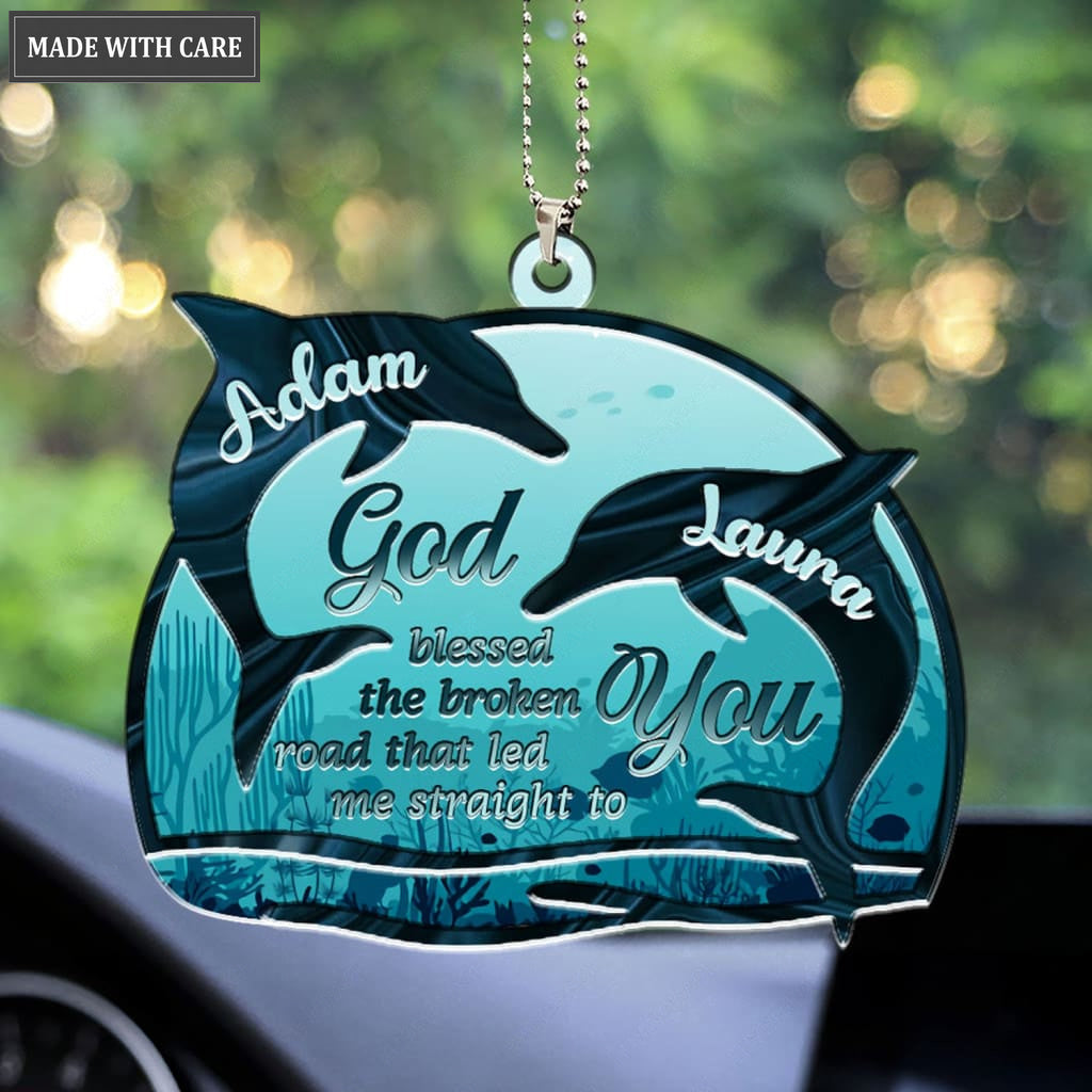 Printfamily M90 Dolphin Couple God Blessed Personalized Ornament