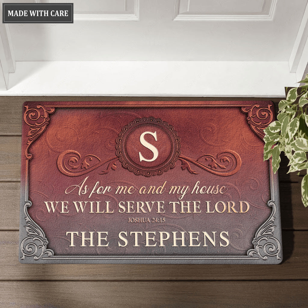 Classic Monogram Serve The Lord Personalized Doormat