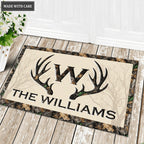 Deer Antlers Camo Family Monogram Personalized Doormat