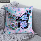 Blue Hologram Sunflower Cross Butterfly God Says You Are Pillow