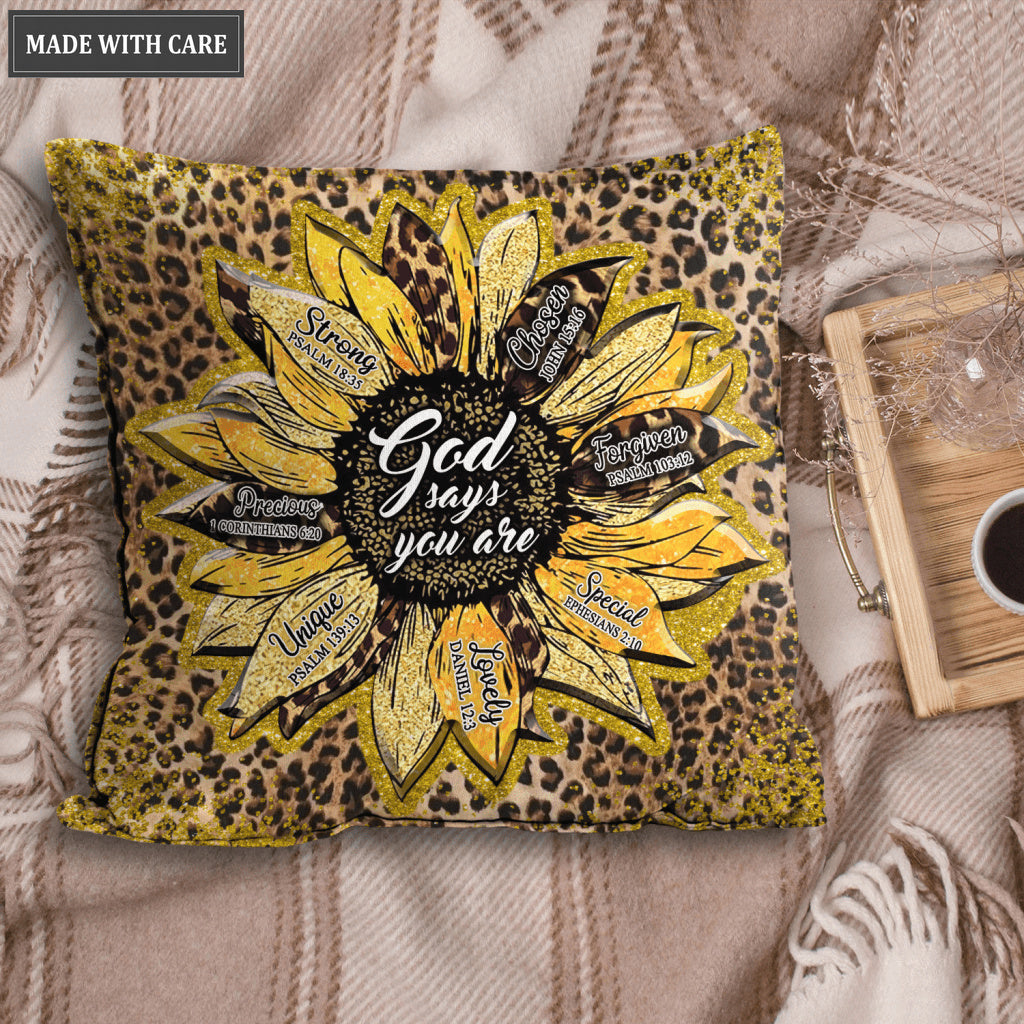 Glitter Cheetah Sunflower God Says You Are Pillow