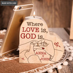 Heart Couple Wearing Ring God Blessed Personalized Candle Holder