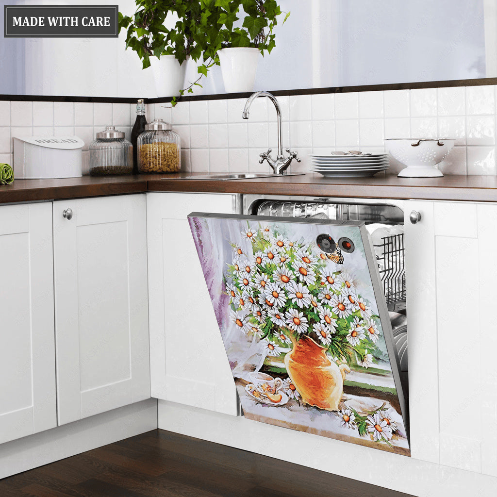 Beautiful Daisy Dishwasher Magnet Cover
