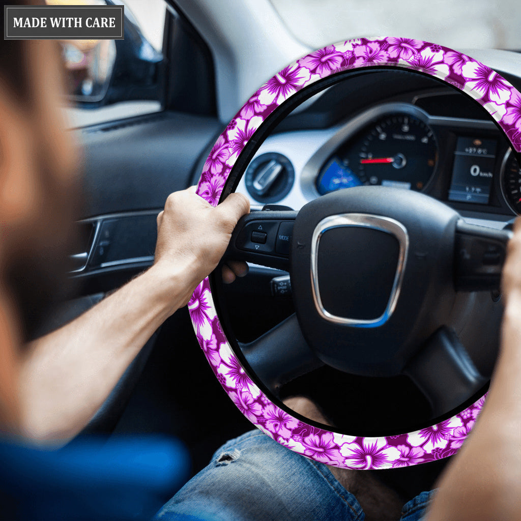 Beautiful Hibiscus Pattern Car Steering Wheel Cover
