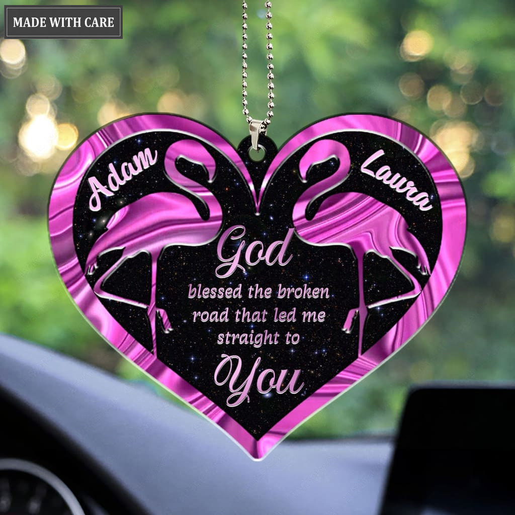 Printfamily M103 Flamingo Couple God Blessed Personalized Ornament