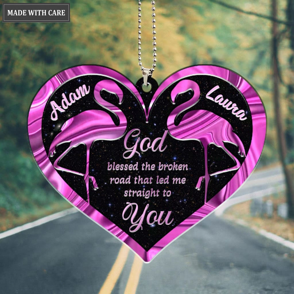 Printfamily M103 Flamingo Couple God Blessed Personalized Ornament