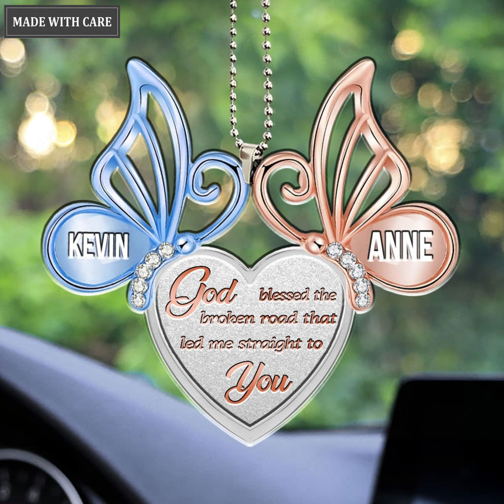 Printfamily M95 Butterfly Couple God Blessed Personalized Ornament