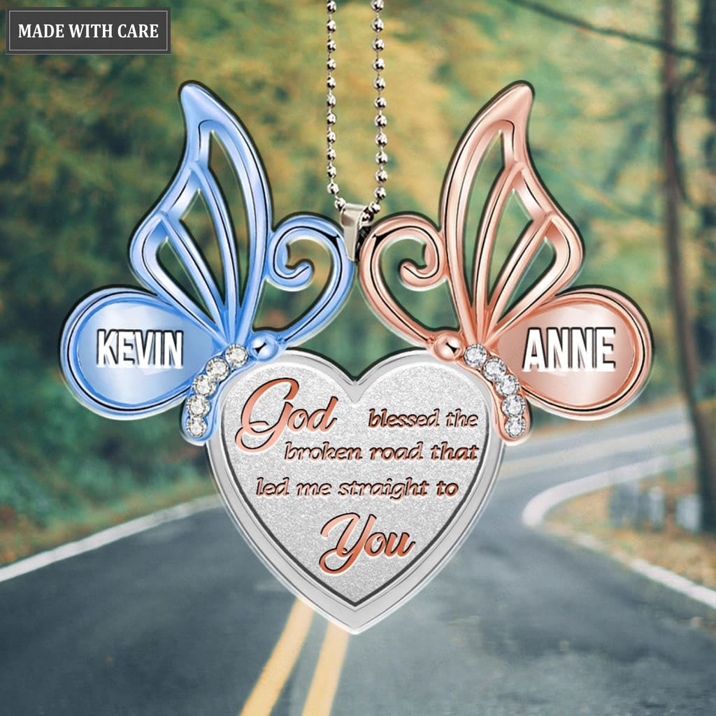 Printfamily M95 Butterfly Couple God Blessed Personalized Ornament
