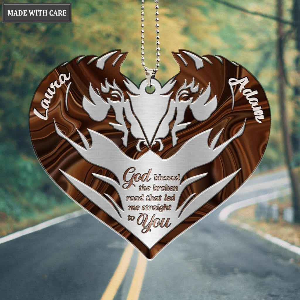 Printfamily M99 Horse Couple God Blessed Personalized Ornament