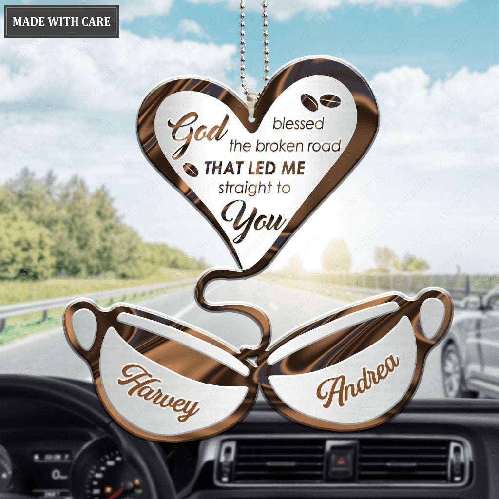 Coffee Cup Couple God Blessed Personalized Ornament