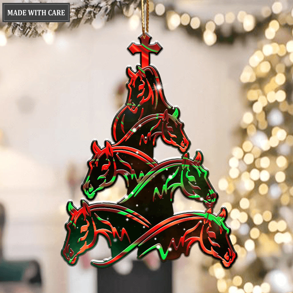 Horse Christmas Tree With Cross Ornament