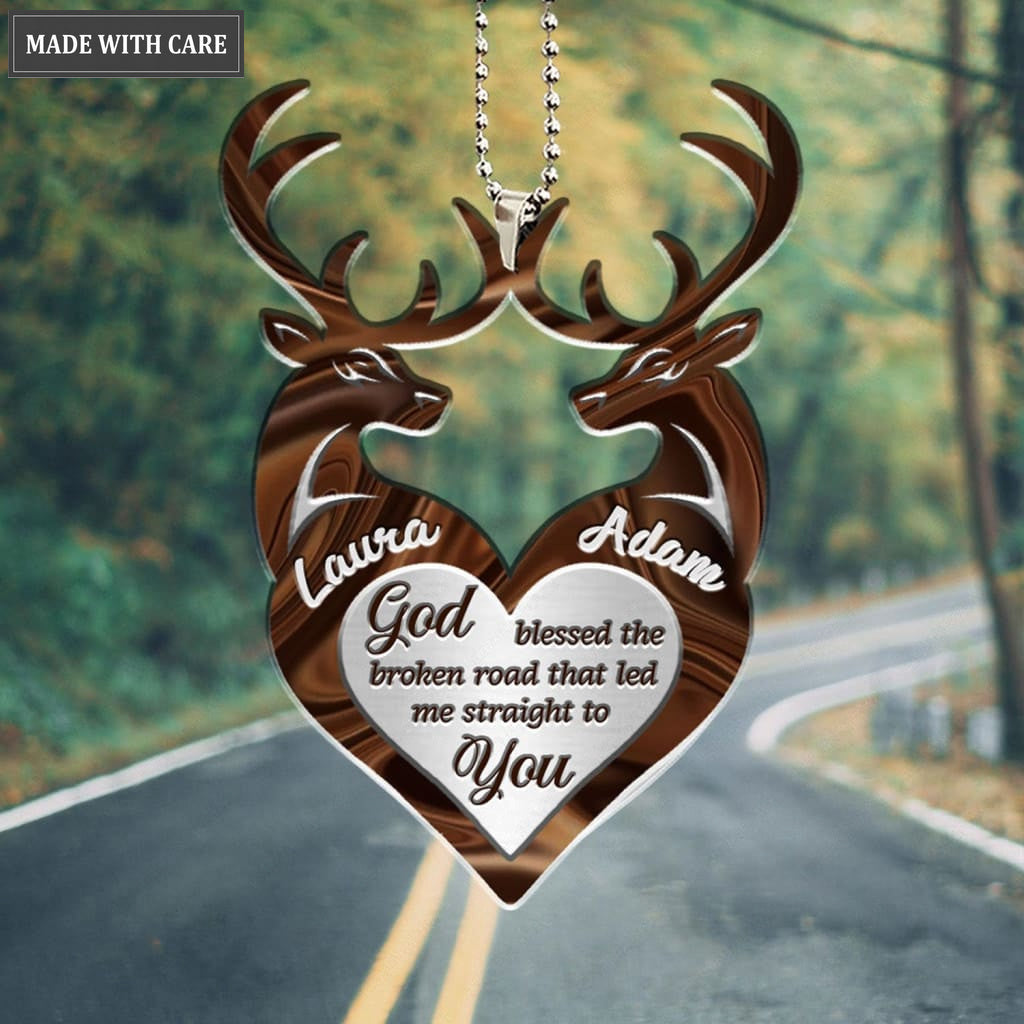 Printfamily M107 Deer Couple God Blessed Personalized Ornament