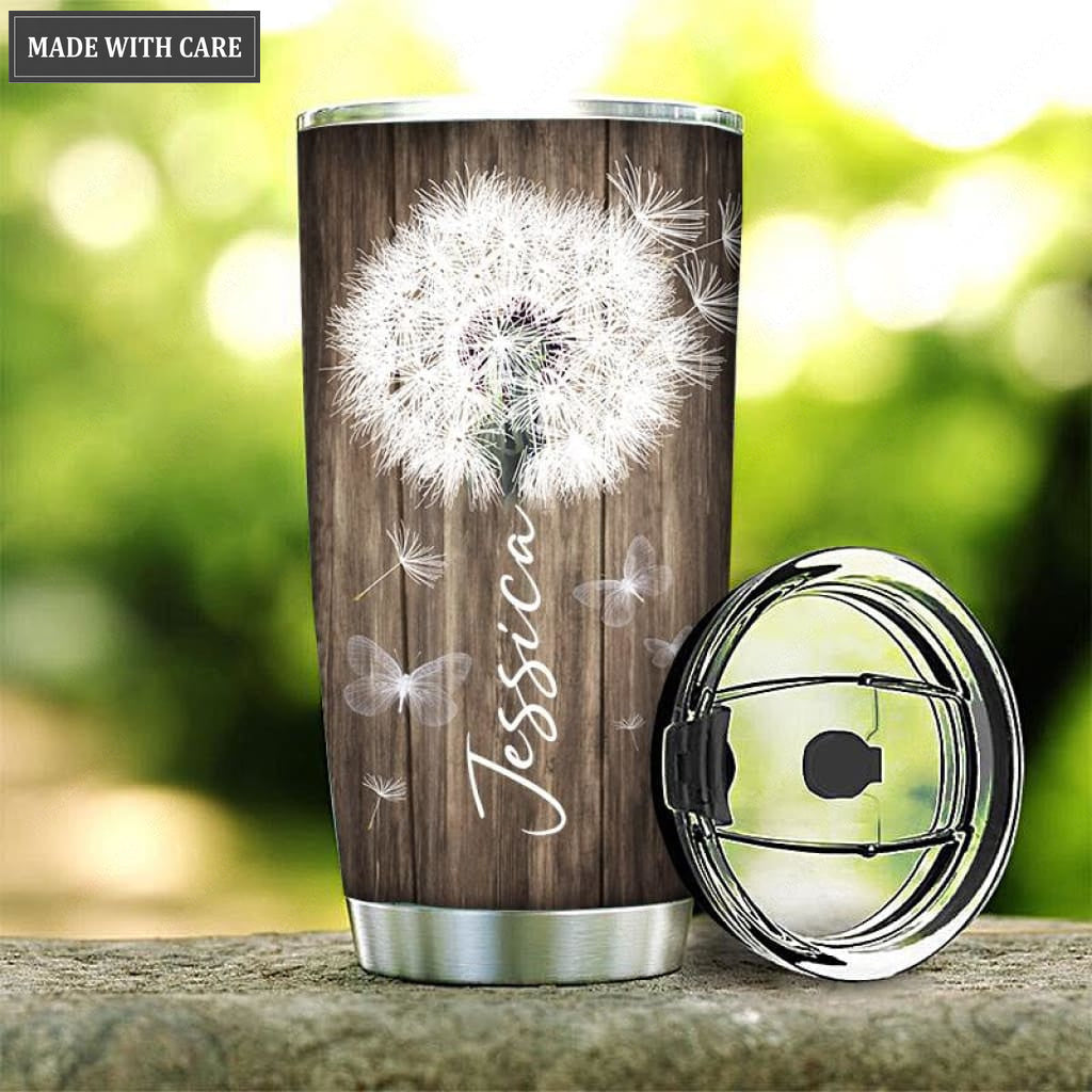 Personalized White Dandelion just breathe Customized Tumbler