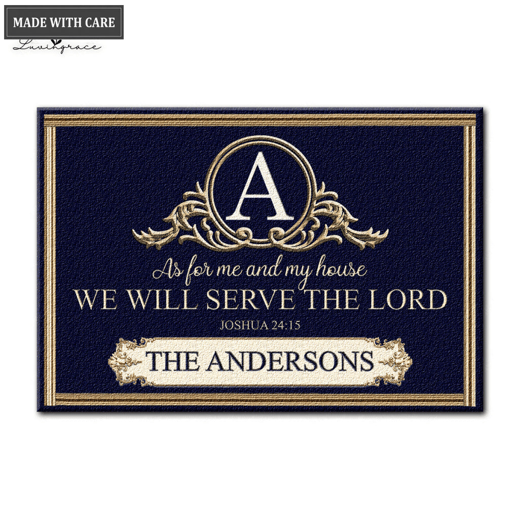 Border Monogram As For My House Personalized Doormat