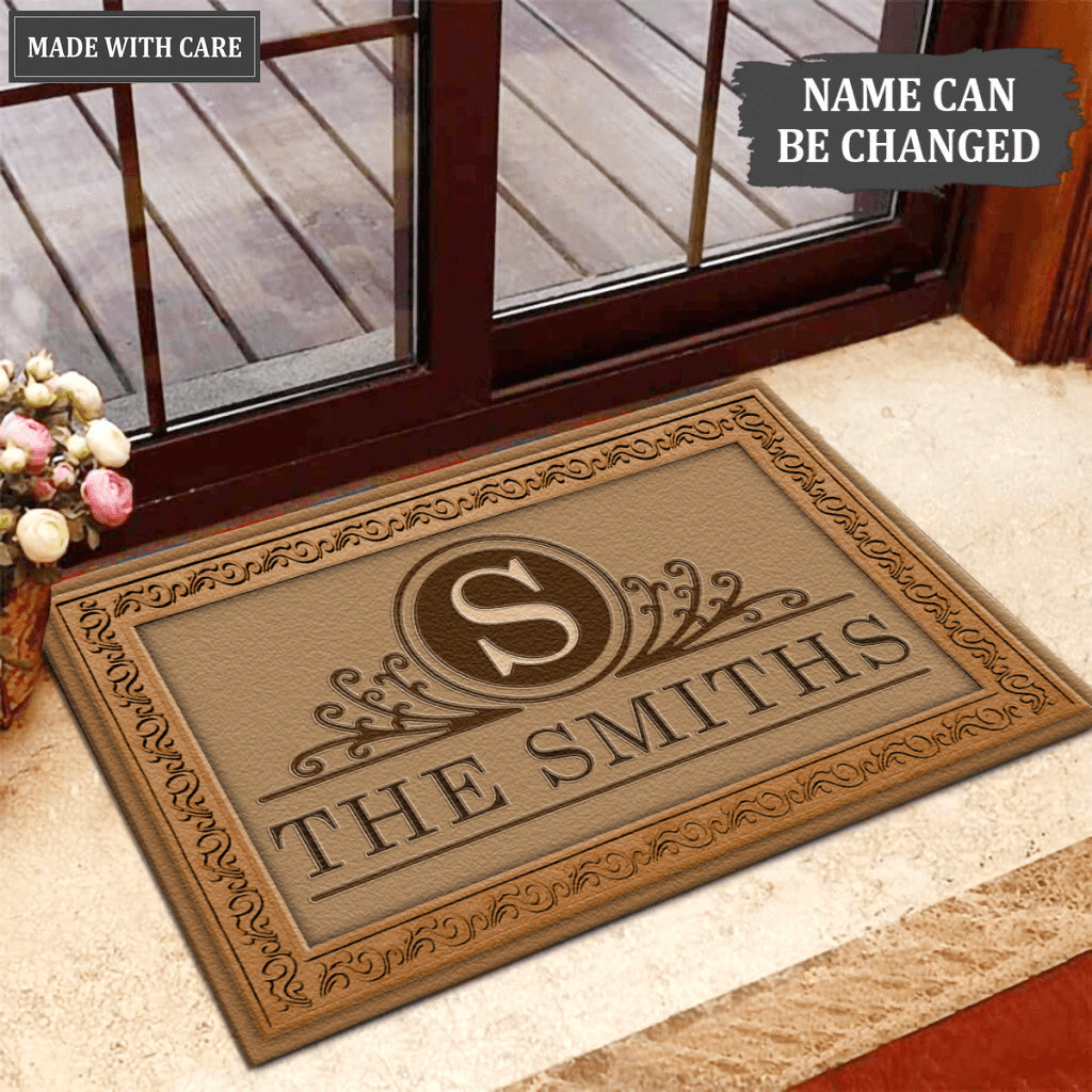 Printfamily 04 Vintage Monogram Collection Family Name Personalized Doormat