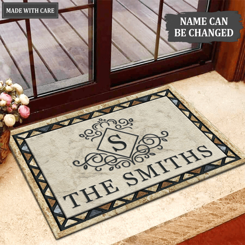 Printfamily L57 Royal Monogram Collection Family Name Personalized Doormat