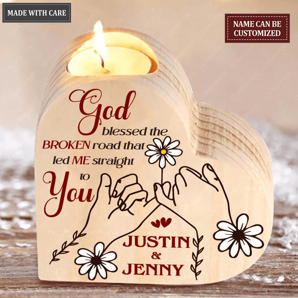Daisy Couple Hand God Blessed Personalized Candle Holder