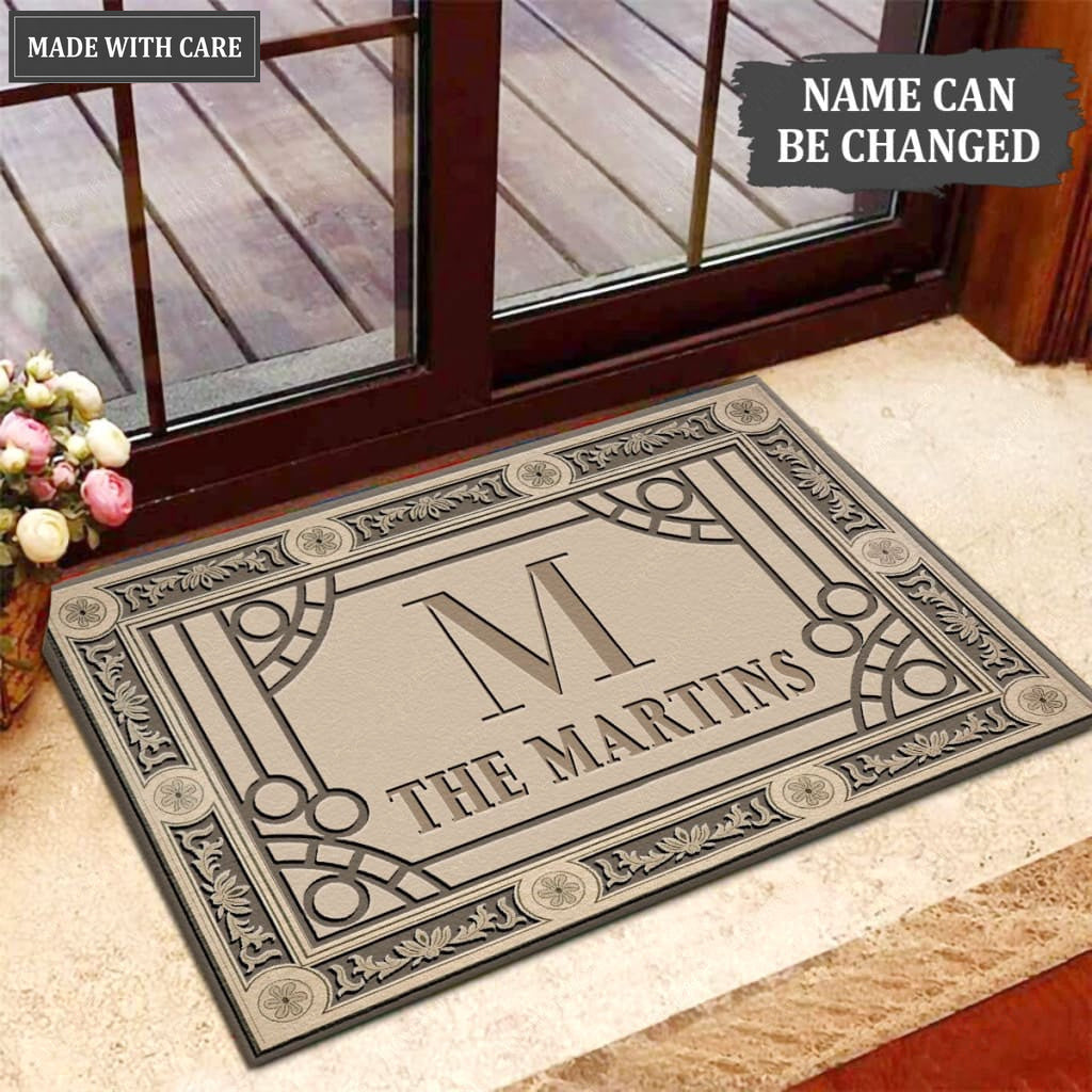 Printfamily M12 Vintage Monogram Collection Family Name Personalized Doormat