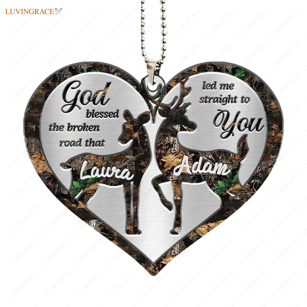 Printfamily M108 Deer Couple God Blessed Personalized Ornament